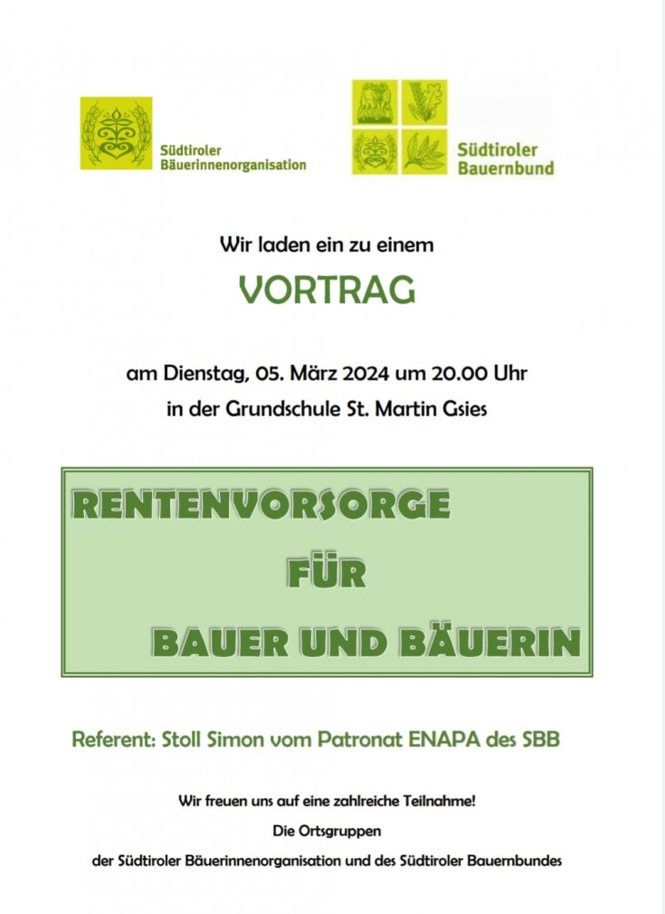 Rentenvorsorge für Bauer und Bäuerin