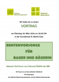 Rentenvorsorge für Bauer und Bäuerin